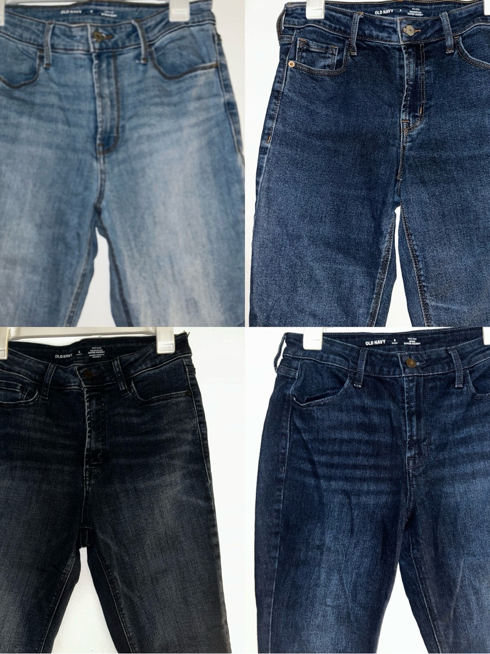 Old Navy Womenโs High-Rise Jeans - Light Blue, Medium Blue, Dark Blue, Indigo